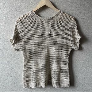 🦋 JOIE NWT Crochet Knit Short Sleeve Top in Cream Small